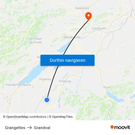 Grangettes to Grandval map