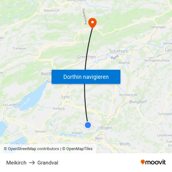 Meikirch to Grandval map