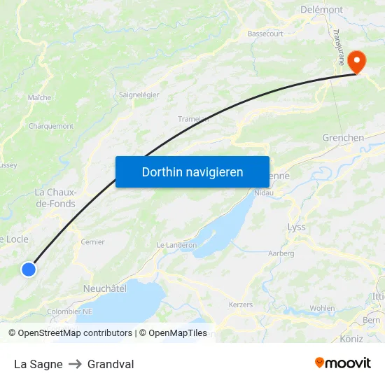 La Sagne to Grandval map