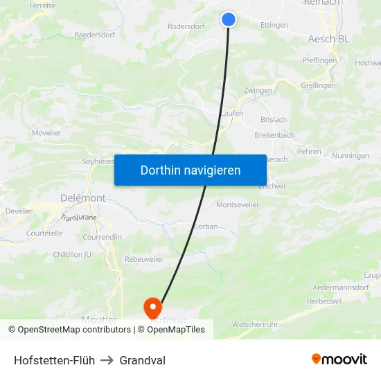 Hofstetten-Flüh to Grandval map