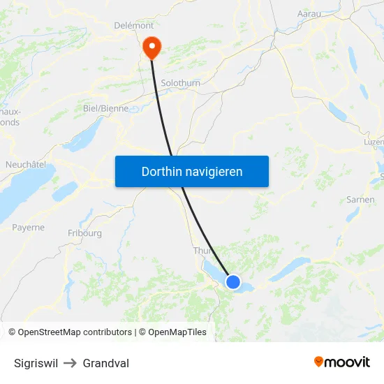 Sigriswil to Grandval map