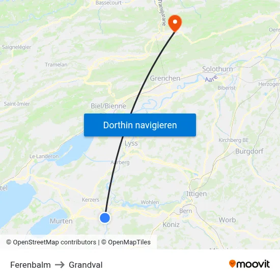 Ferenbalm to Grandval map
