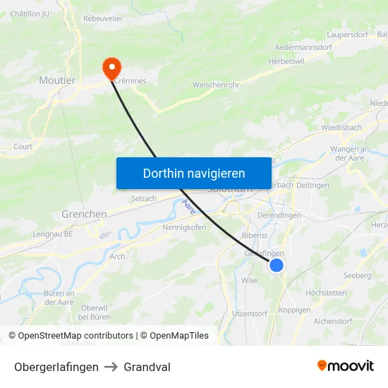 Obergerlafingen to Grandval map