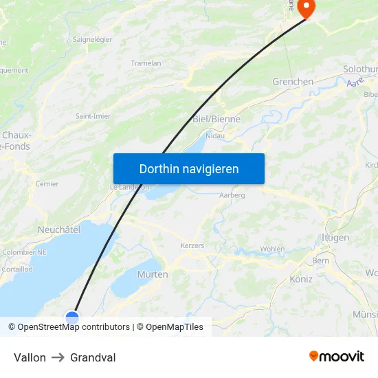 Vallon to Grandval map