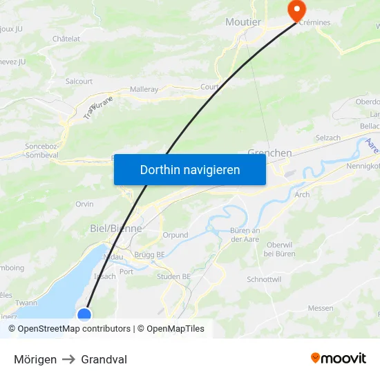 Mörigen to Grandval map