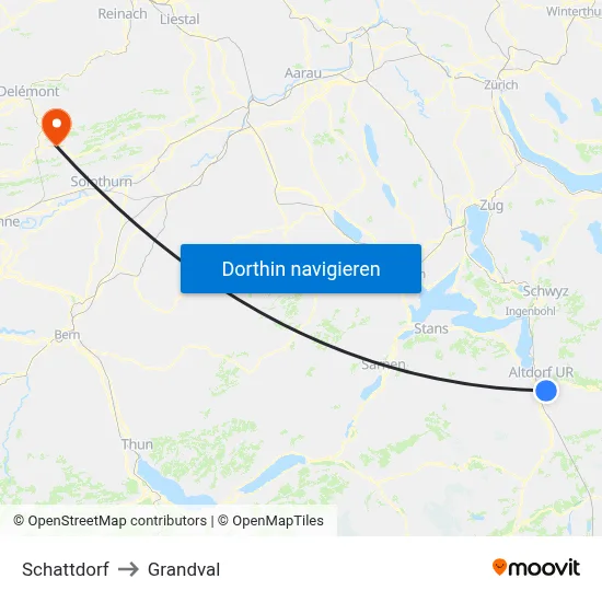 Schattdorf to Grandval map