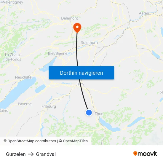Gurzelen to Grandval map