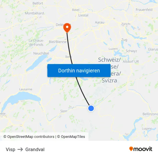 Visp to Grandval map
