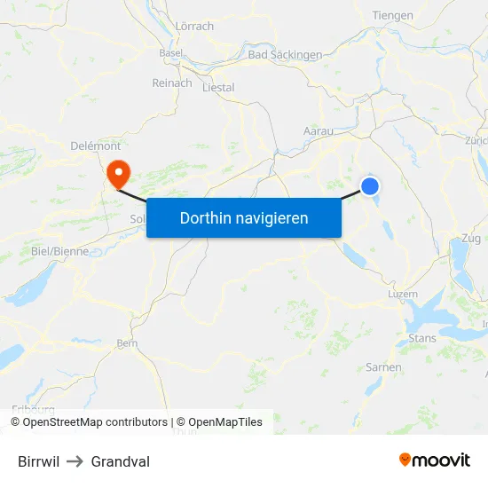 Birrwil to Grandval map