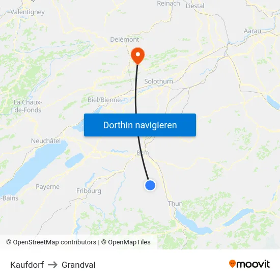 Kaufdorf to Grandval map