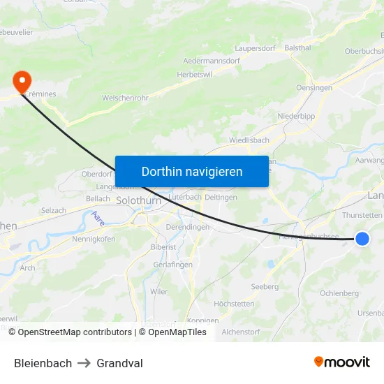 Bleienbach to Grandval map