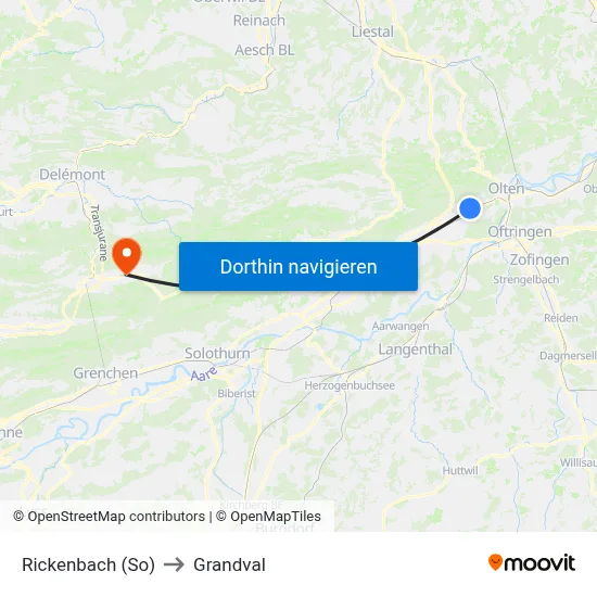 Rickenbach (So) to Grandval map