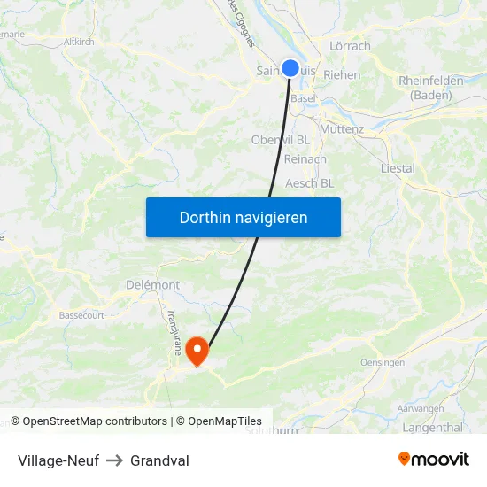 Village-Neuf to Grandval map