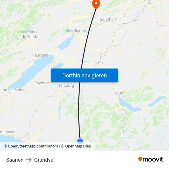 Saanen to Grandval map
