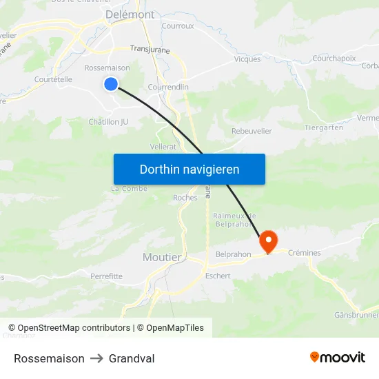 Rossemaison to Grandval map