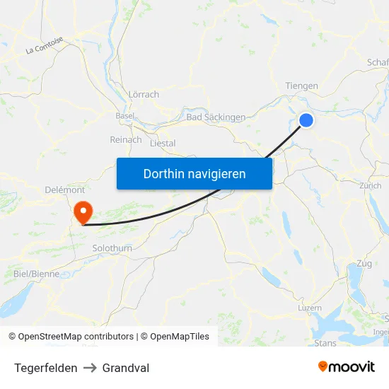Tegerfelden to Grandval map