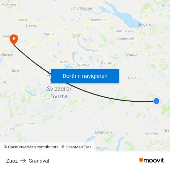 Zuoz to Grandval map