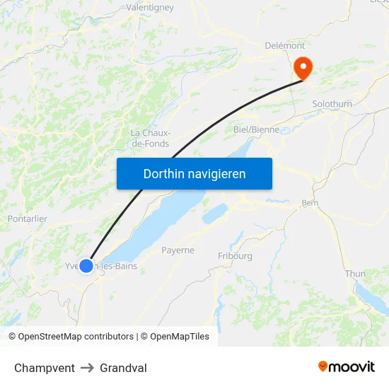 Champvent to Grandval map