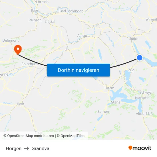 Horgen to Grandval map