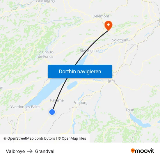 Valbroye to Grandval map