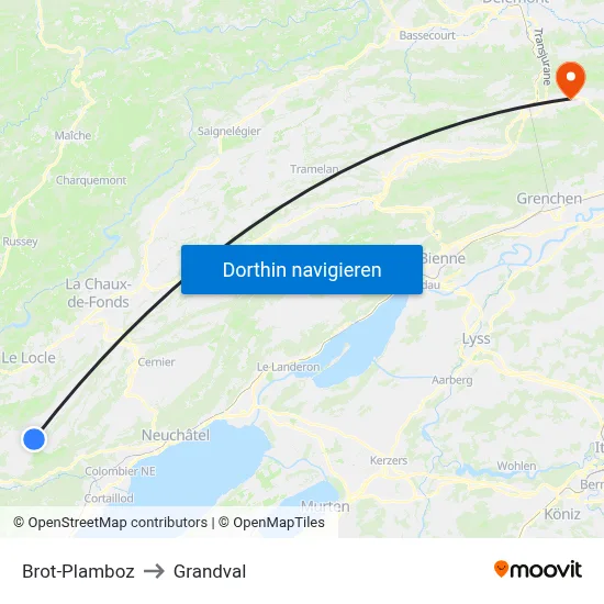 Brot-Plamboz to Grandval map
