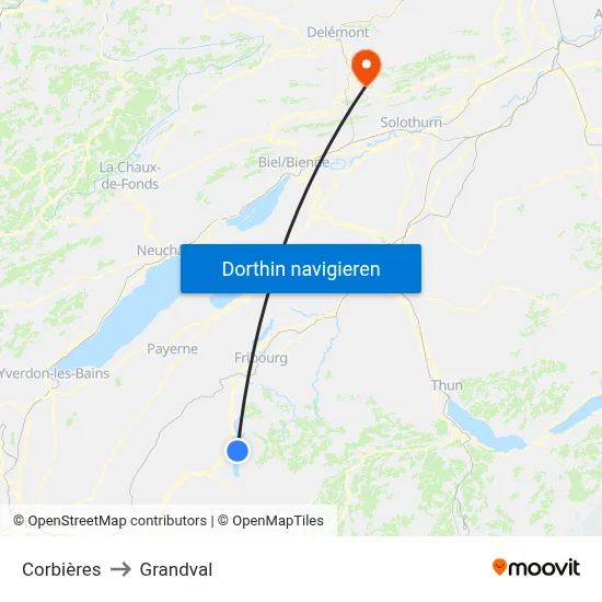 Corbières to Grandval map