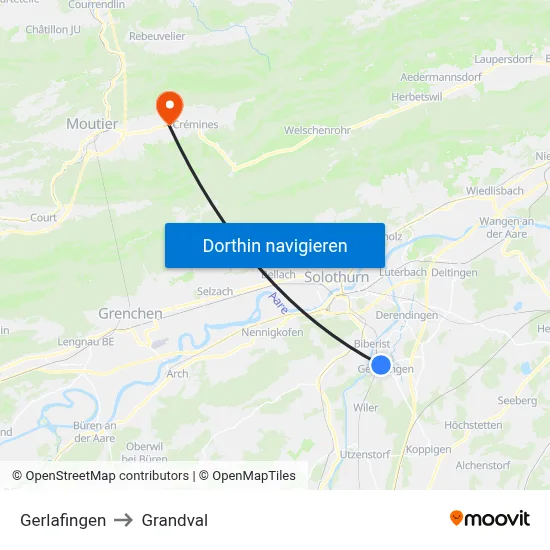 Gerlafingen to Grandval map
