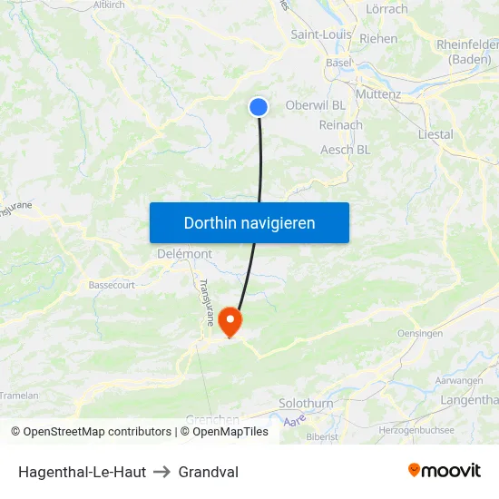 Hagenthal-Le-Haut to Grandval map
