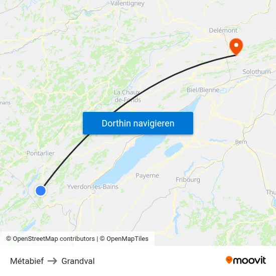 Métabief to Grandval map