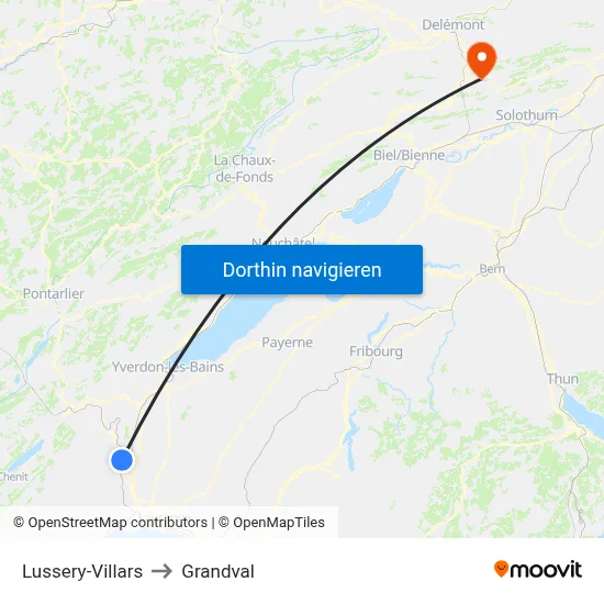 Lussery-Villars to Grandval map