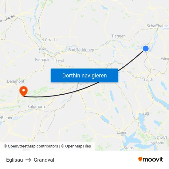 Eglisau to Grandval map