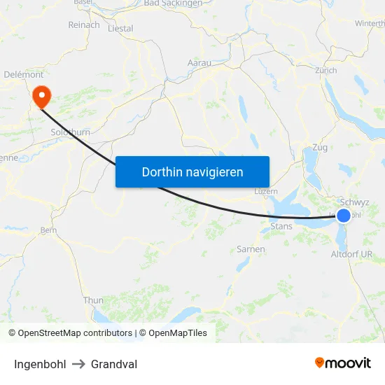 Ingenbohl to Grandval map