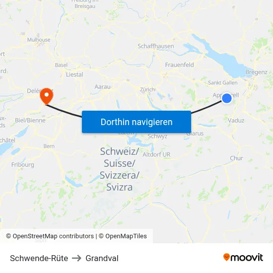 Schwende-Rüte to Grandval map