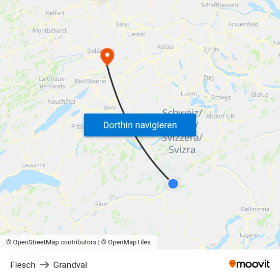 Fiesch to Grandval map