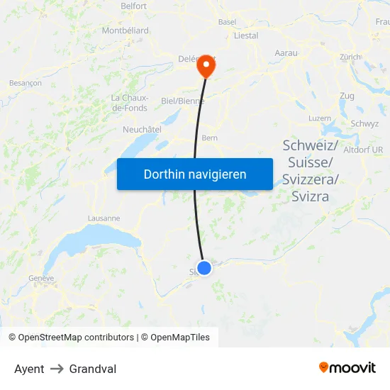 Ayent to Grandval map