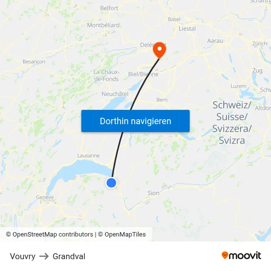 Vouvry to Grandval map