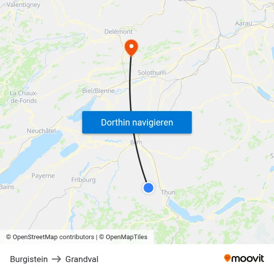 Burgistein to Grandval map