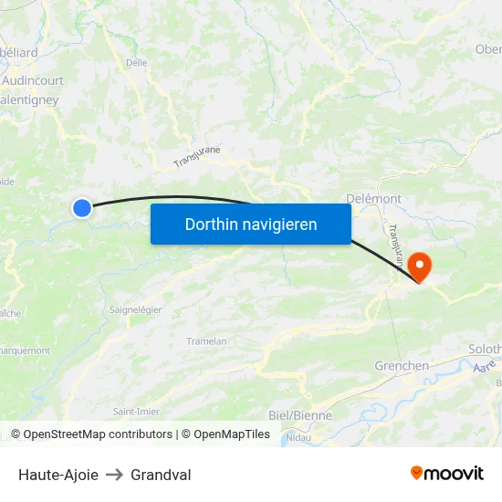 Haute-Ajoie to Grandval map