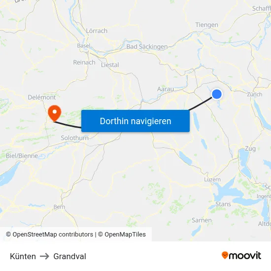 Künten to Grandval map