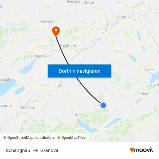 Schangnau to Grandval map