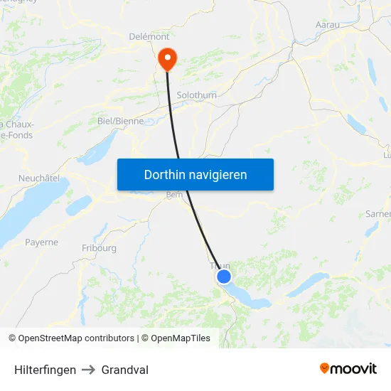 Hilterfingen to Grandval map