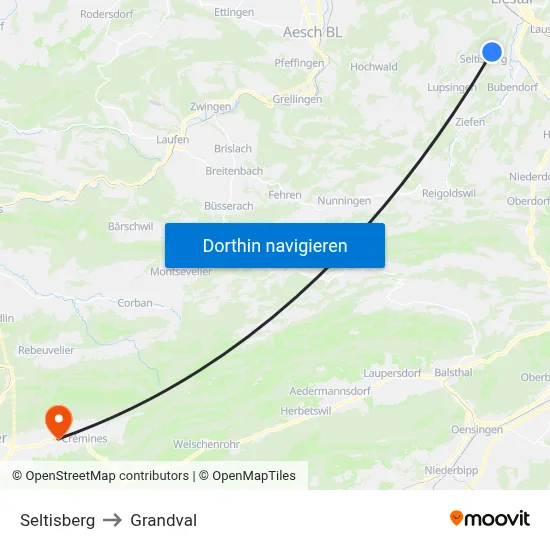 Seltisberg to Grandval map