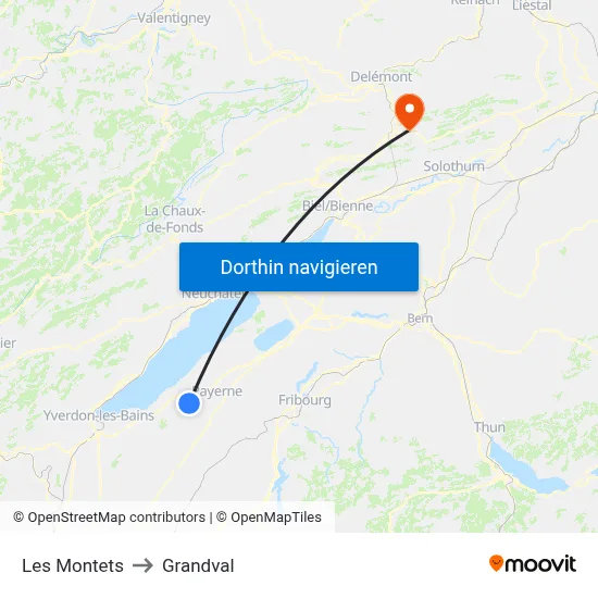 Les Montets to Grandval map