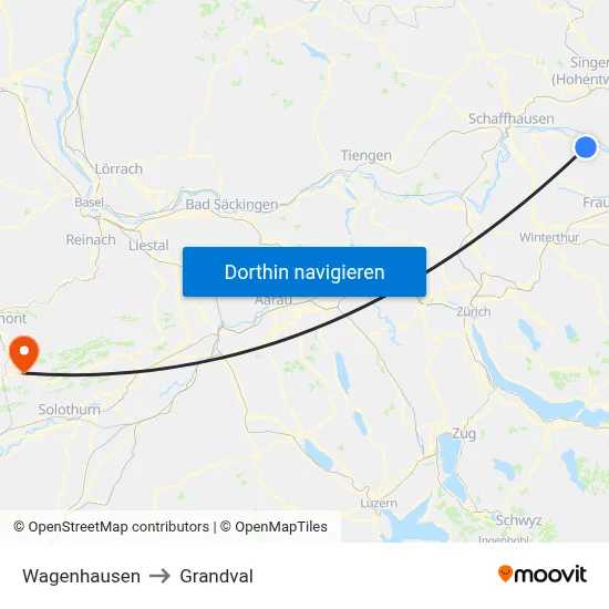 Wagenhausen to Grandval map