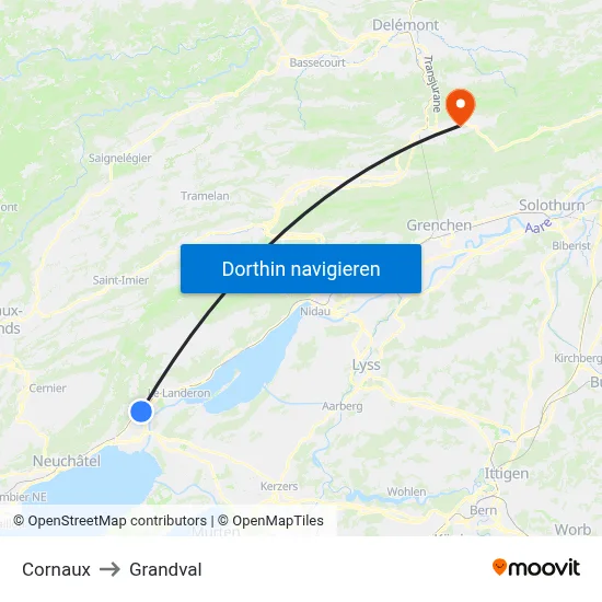 Cornaux to Grandval map
