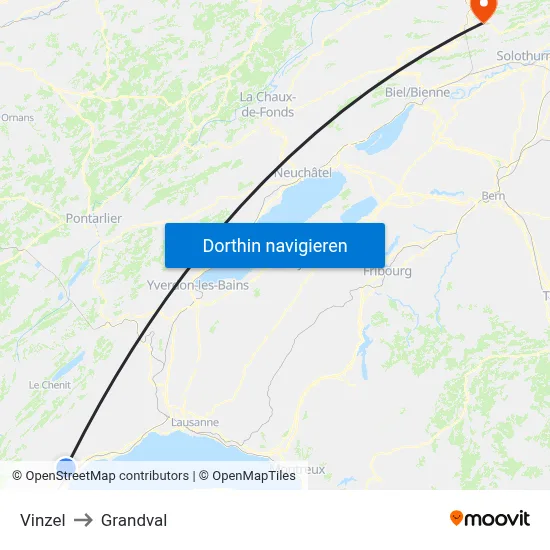 Vinzel to Grandval map