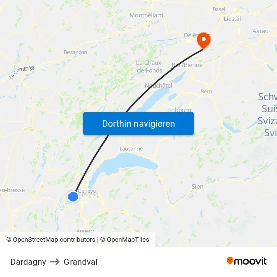 Dardagny to Grandval map