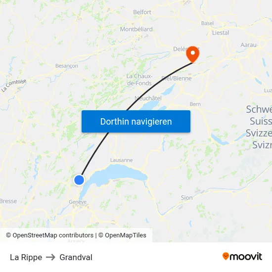 La Rippe to Grandval map