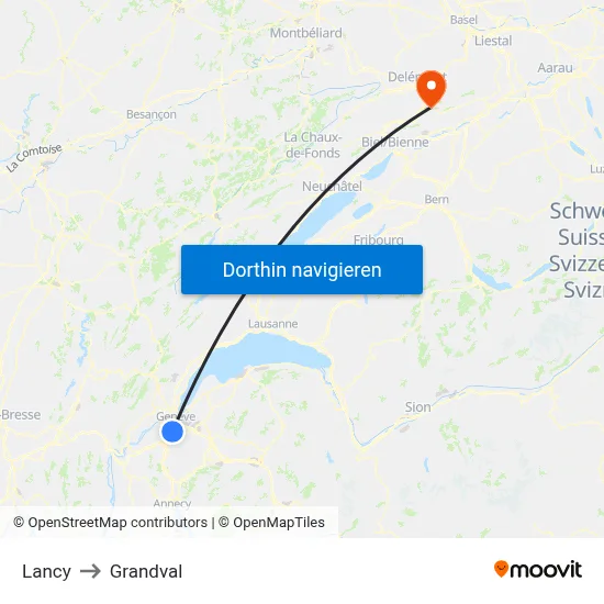 Lancy to Grandval map