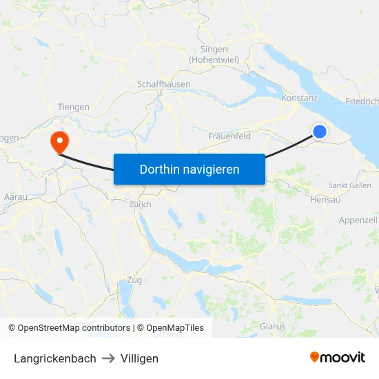Langrickenbach to Villigen map